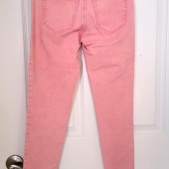 FRAYED Jordan Midrise Ankle Skinny Pink Jeans Size 00/24 RARE FIND Rare Color - Picture 10 of 13